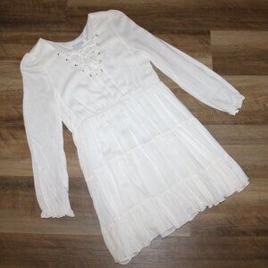 NWT White SMALL Lace Up Tiered Baby Doll Peasant Boutique Blouse Top or Dress
